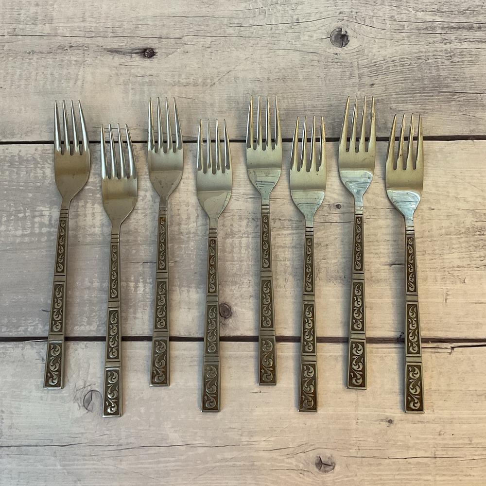 Riviera RIF4 Stainless Flatware Japan Set Of 8 Dinner Forks MCM Vintage